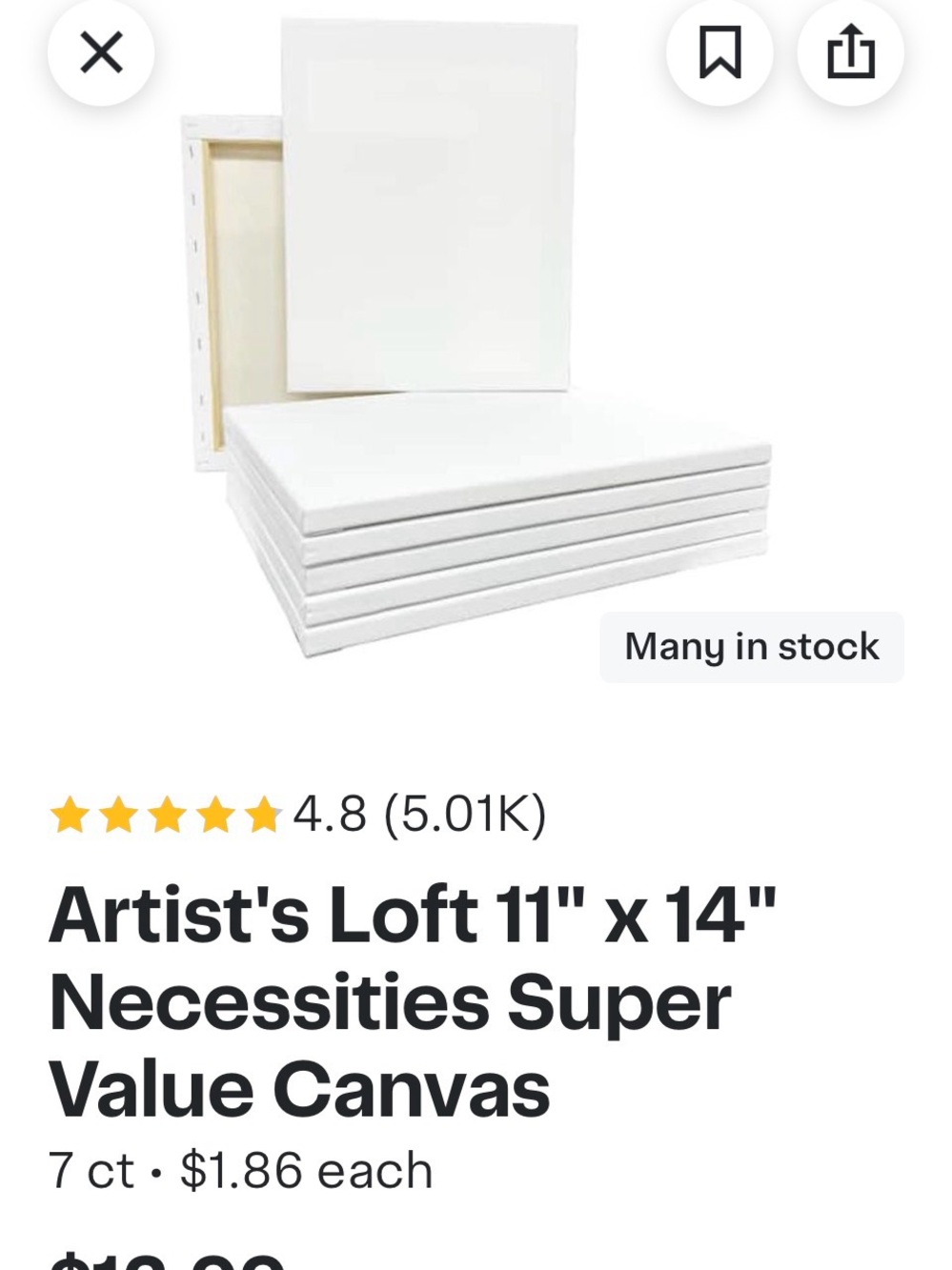 Bella Canvas White Artist Canvas Value Pack 11/14 in 8 pc